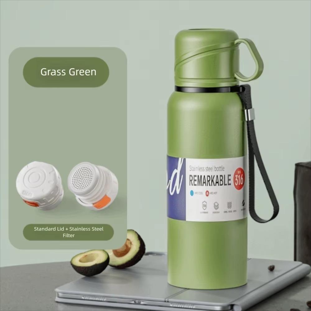 316 Stainless Steel Double-Cover Thermos Cup Large Capacity Insulated Cup  Men Women
