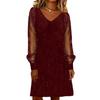 YYFS Vestidos casuales de cintura holgada con escote en V y manga larga para primavera y otoño para mujer