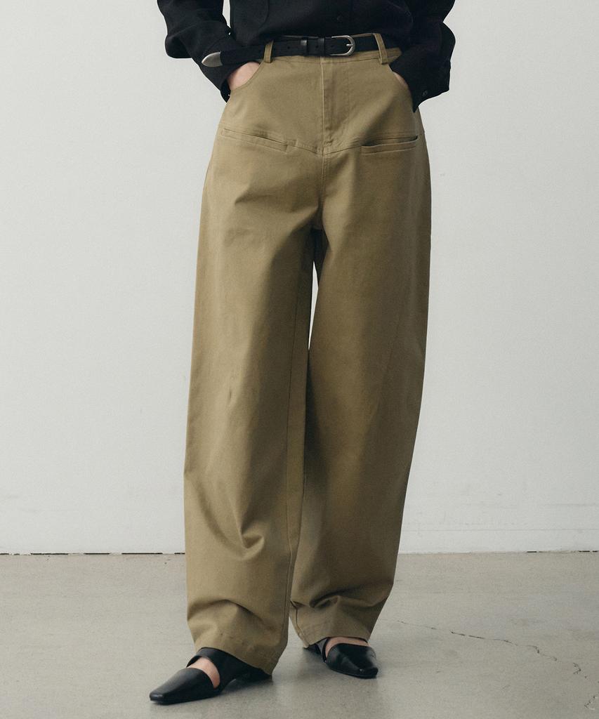 NOIRER FOR WOMAN Curved Drill Pants (Beige)