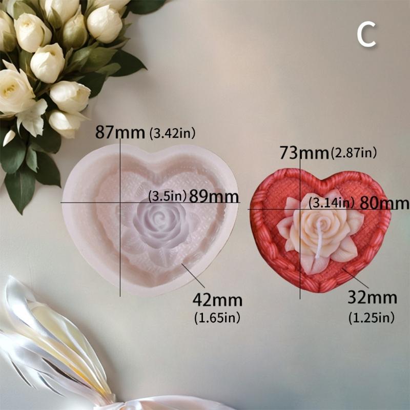 Rose Heart Shape Silicone Candle Molds 3D Heart Soap Silicone Molds for Epoxy Resin Candle Making Gypsum Decoration