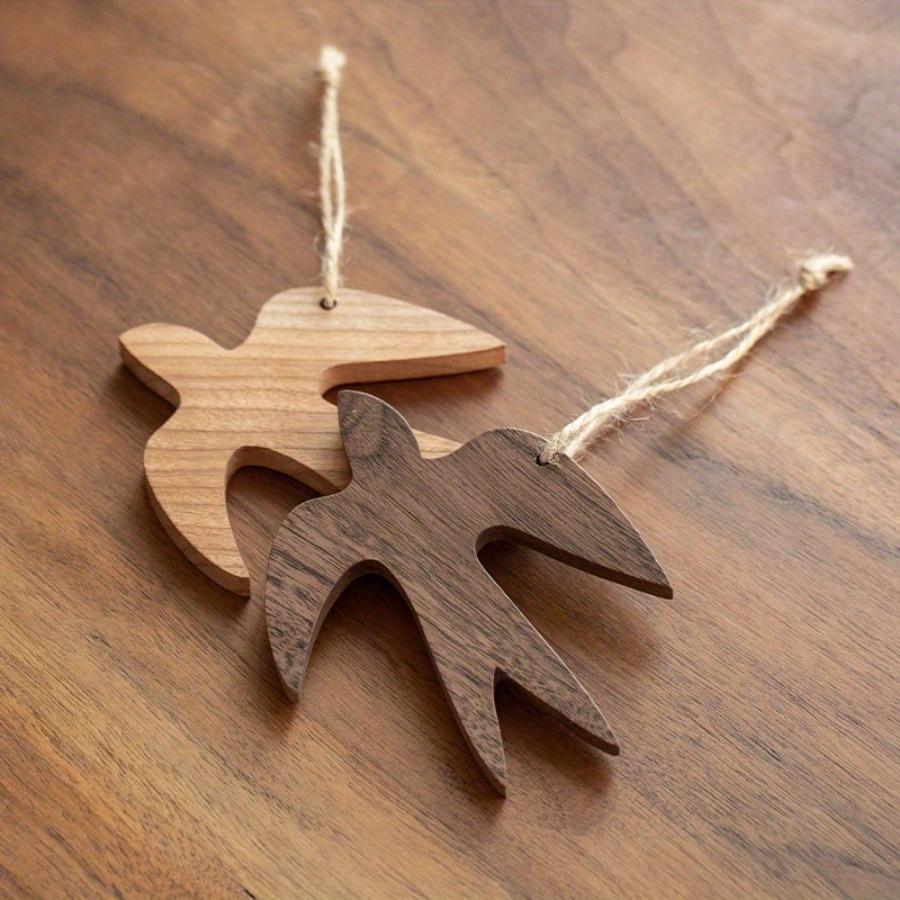 1PC Ins Simple Wall Decoration Japanese Swallow Multi-functional Wooden Block Pendant Decoration Coaster Living Room Wall