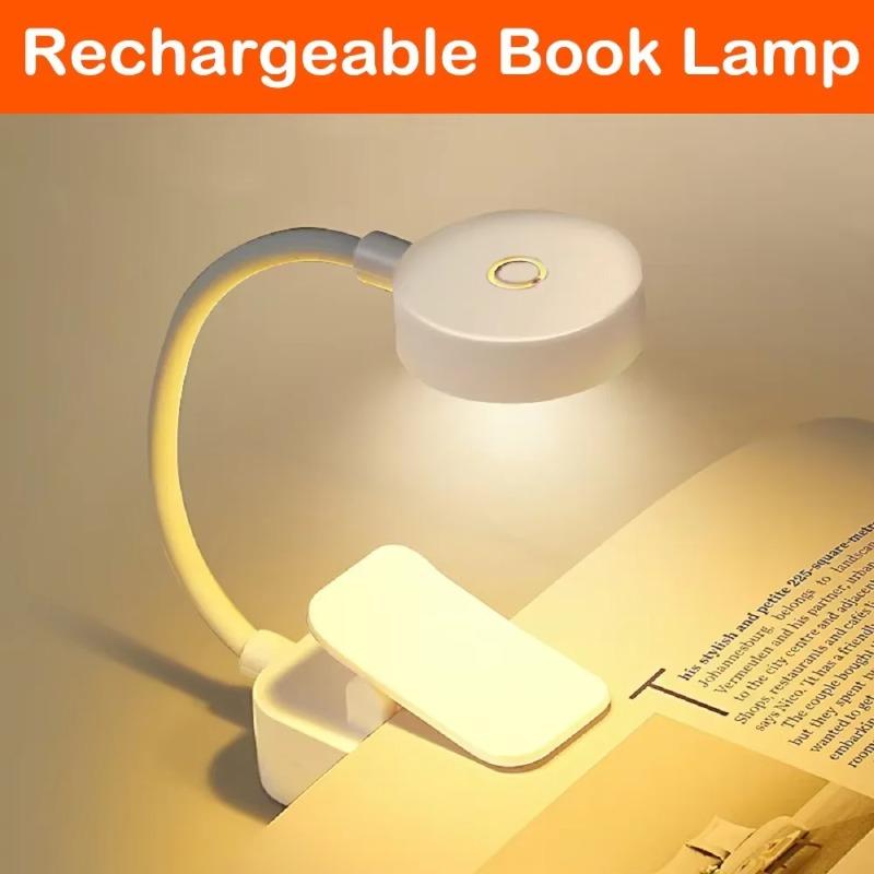Folding Mini Clip‑on Rechargeable LED Book Lamp, 3 Modes Eye‑Protection Dimmable Light for Bedroom Desk Reading Study Indoor Daily Use Supplies