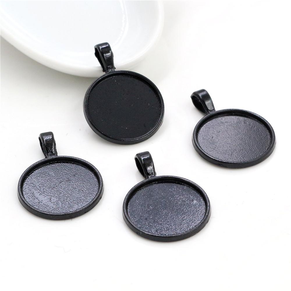 10pcs 20mm Inner Size Classic 5 Colors Plated One Sided Double Hanging Simple Style Cabochon Base Setting Charms Pendant