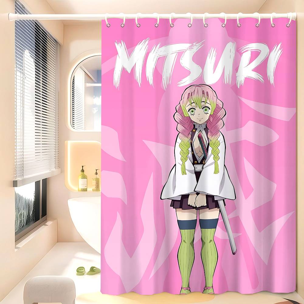Mitsuri Kanroji Badezimmer Duschvorhang Abschirmung Trennwand Duschvorhang Schnelltrocknend Kann geschrubbt werden Lichtundurchlässig Bad