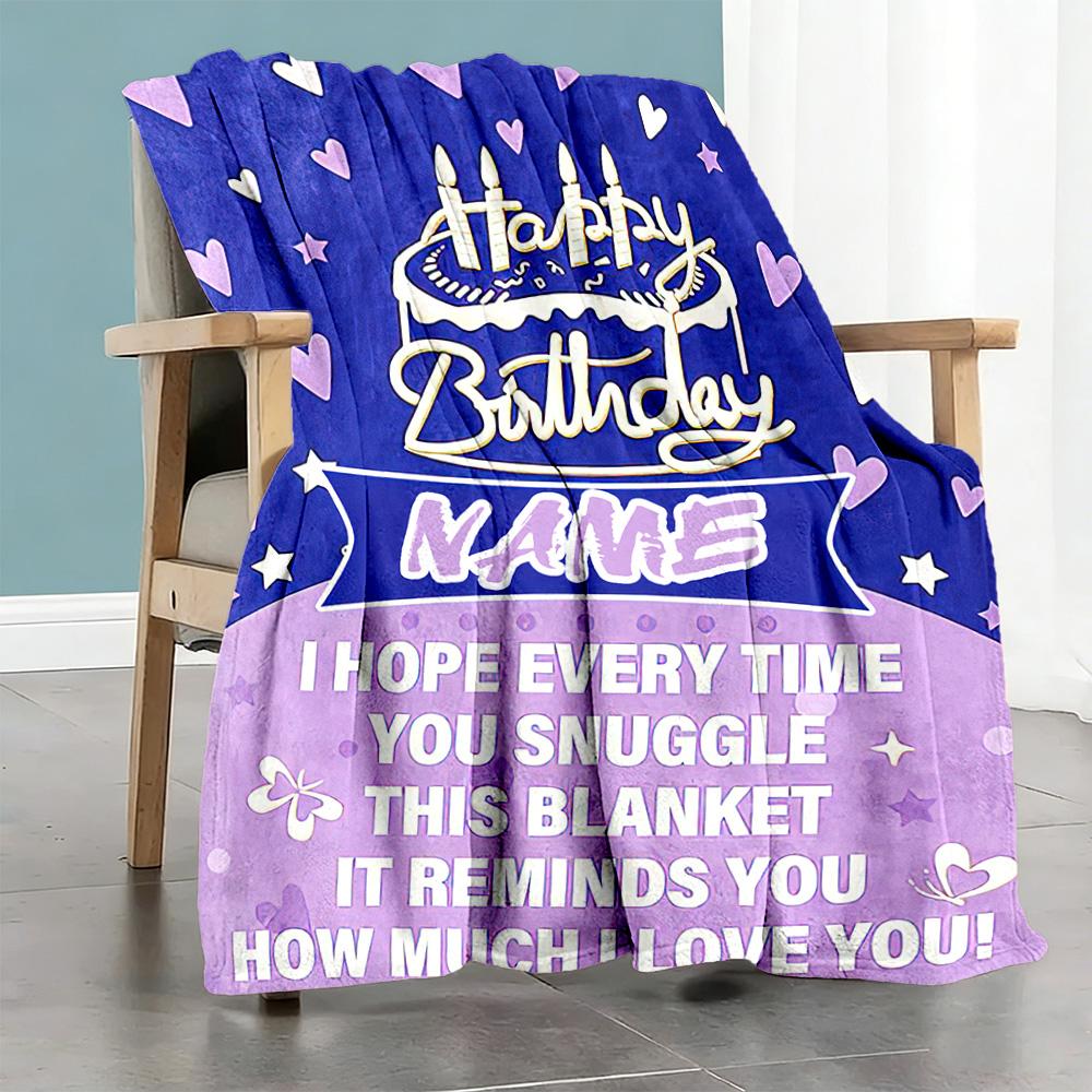 Happy Birthday Gift Customize Your Name Blanket Lightweight Personalized Blanket Warmthful Decor Great for Couch Living Room Picnics Office Chair
