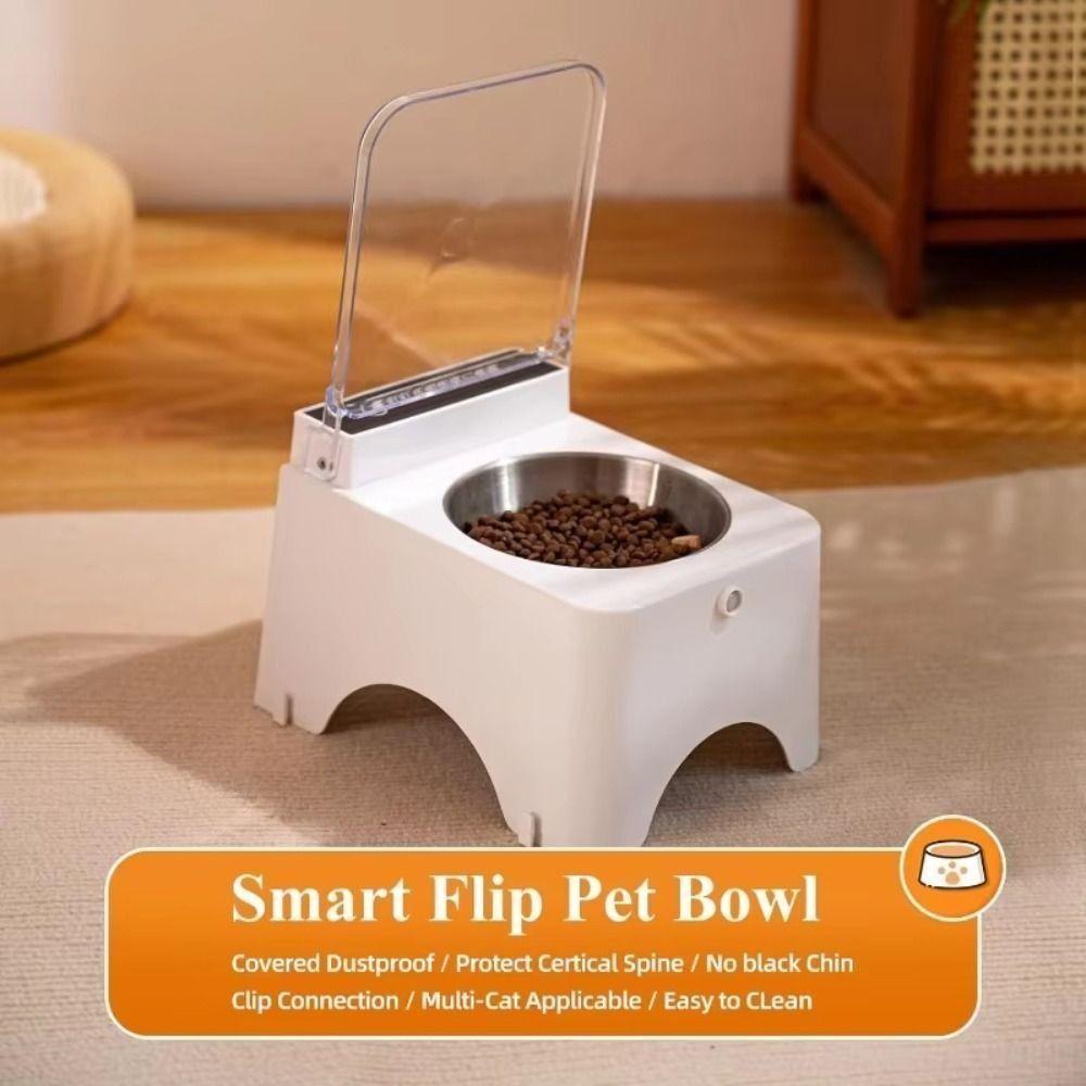Dust-proof Automatic Cat Food Dispenser Auto Open Cover Infrared Sensor Pet Feeder  for Indoor