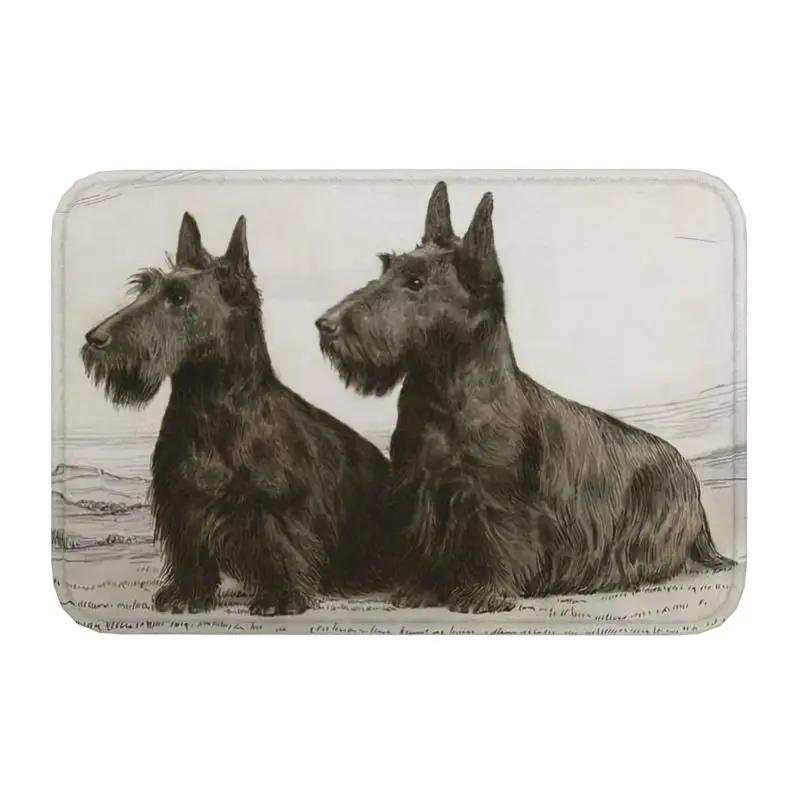 

Cute Scottish Terrier Silhouettes Front Door Floor Entrance Mats Indoor Scottie Dog Bath Kitchen Doormat Toilet Carpet Rug 40x60cm