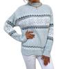 Contrasting Color Knitted Sweater Autumn and Winter European and American Christmas Snowflake Pullover Chenille Semi-turtleneck Sweater