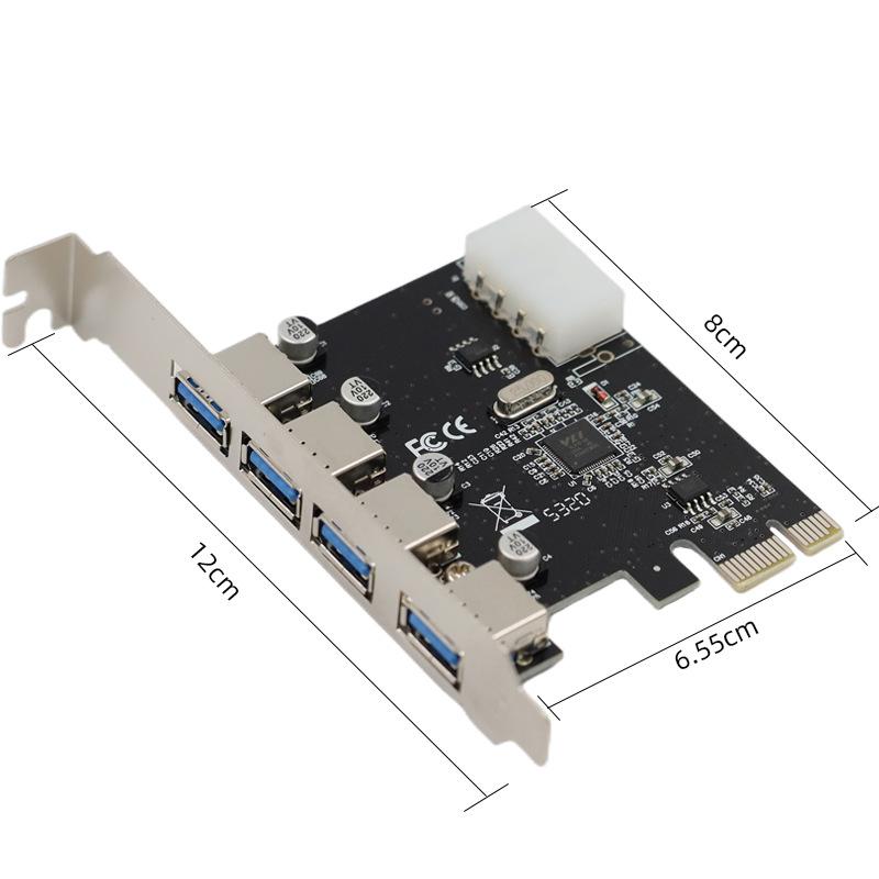 1Pcs Pci Express Pcie Usb 3.0 Hub Adapter 4 Port Usb 3.0 Pci-E Expansion Card 4-Port Usb3.0 Controller Diy Accessories