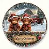 Metal Wall Art Highland Cow Christmas Sign Rustic Farmhouse Decor with Merry Christmas and Plaid Pattern