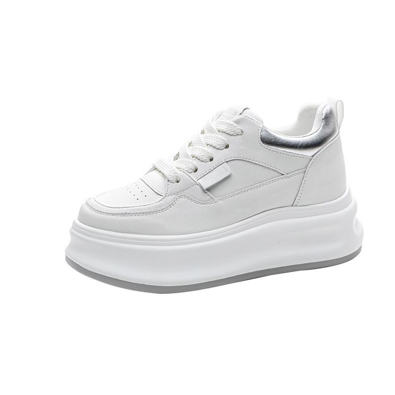 

Весна 2024 г. Женские белые кроссовки на танкетке из натуральной кожи, увеличивающие рост 38