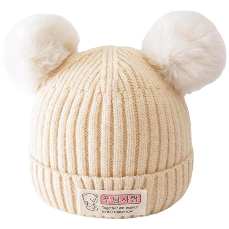 Newborn Teddy Bear Hat Knit Cotton Lined Winter Thermal Thickened Cap Adorable Infant Baby Boy Girl Gift