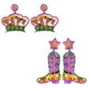 Stylish Boots/Crown Shapes Earrings Multicolor Sequins Beads Ear Studs Carnival Themed Ear Pendant Jewelry for Women