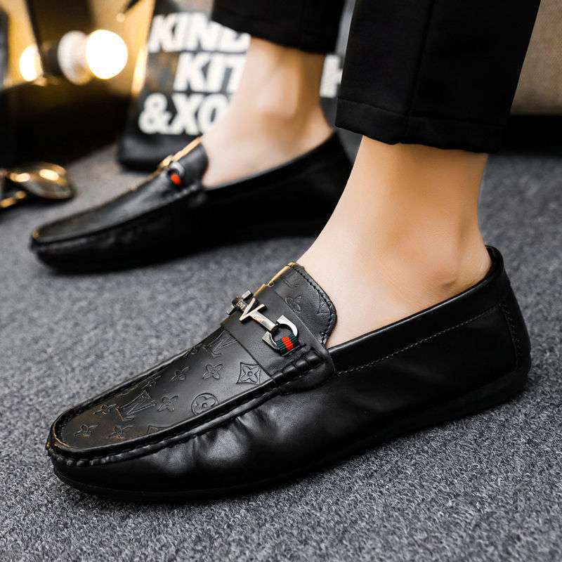 Doudou shoes men's new casual leather shoes men's breathable soft leather lazy shoes student pedal men's shoes driving shoes