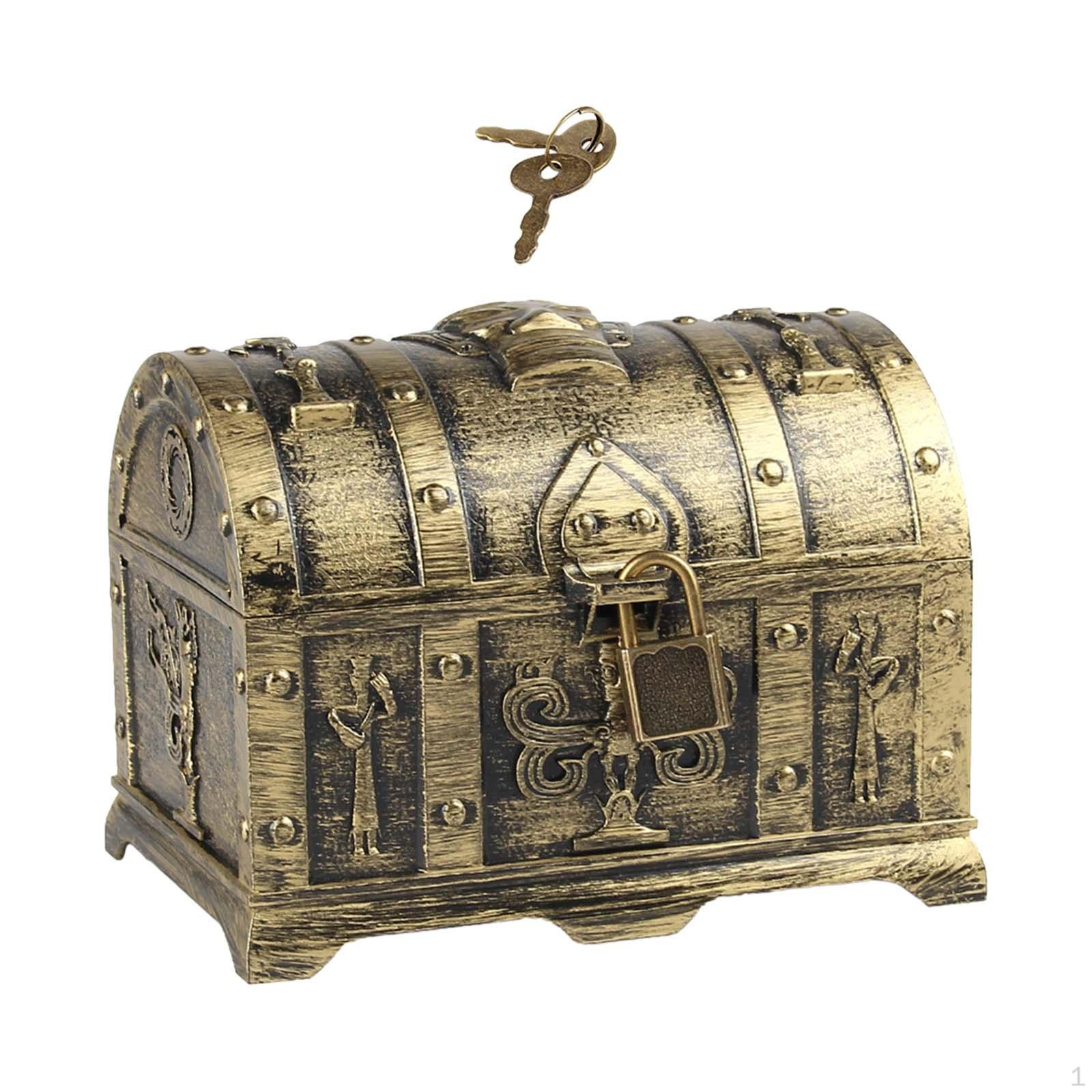 Пиратский сундук с сокровищами приключенческая коробка с замком и ключом 14cmx10cmx105cm_Bronze 1190₽