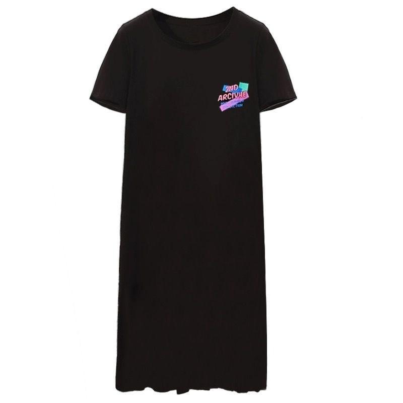 Summer Women's Over-the-knee Dress Loose Mid-length Short-sleeved Dress