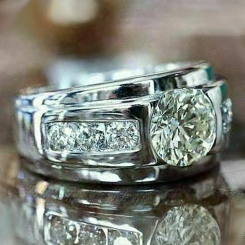 New Wedding Bands Rings for Women Luxury Inlaid Round Cubic Zirconia Proposal Engagement Rings Delicate Gift Trendy Jewelry