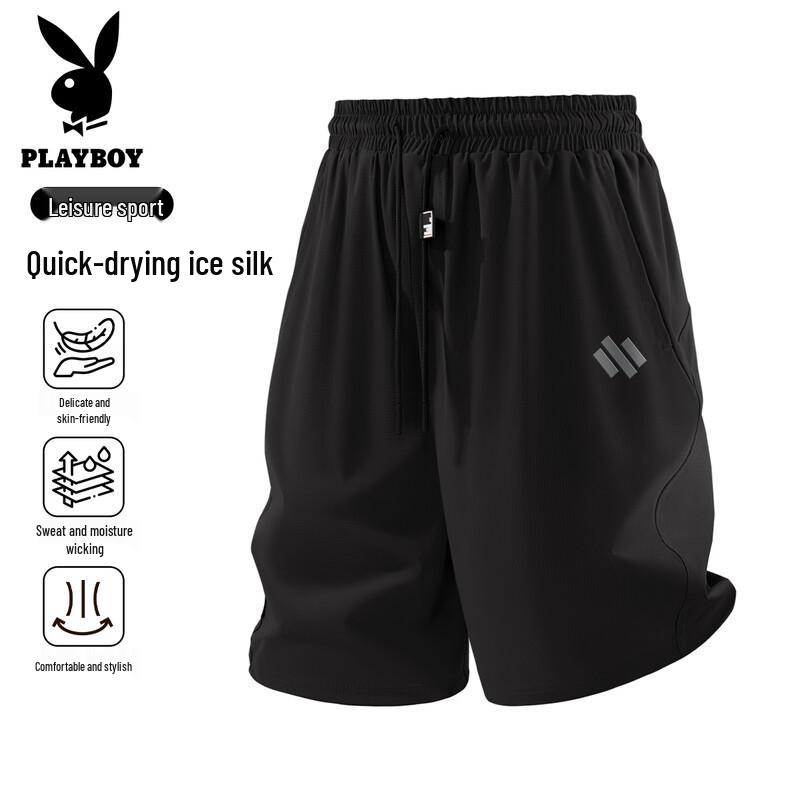 

Playboy Men s Ice Silk Breathable Sports Shorts L