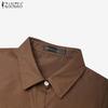 ZANZEA Women Casual Turn Down Collar Long Sleeve Vintage Long Shirt Dress