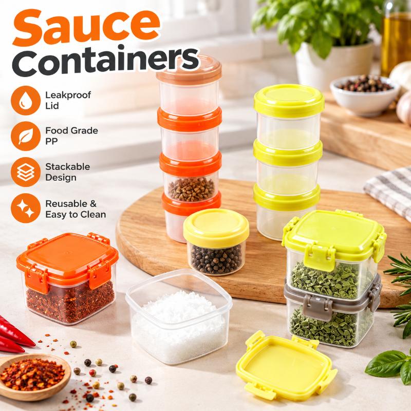 4Pcs/Set Spices Bottle Sauce Containers Seasoning Box Spice Jar Sauce Squeeze Bottle Small Condiment Storage Box