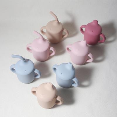 Nuevo vaso sólido de silicona para bebé de 180 ml con pajita, libre de BPA, taza de alimentación portátil, taza de entrenamiento a prueba de fugas