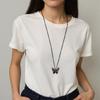 Edgy Zinc Alloy Pendant Necklace Showcasing Gothic Skull Butterfly Charm Neckchain For Layering Outfits