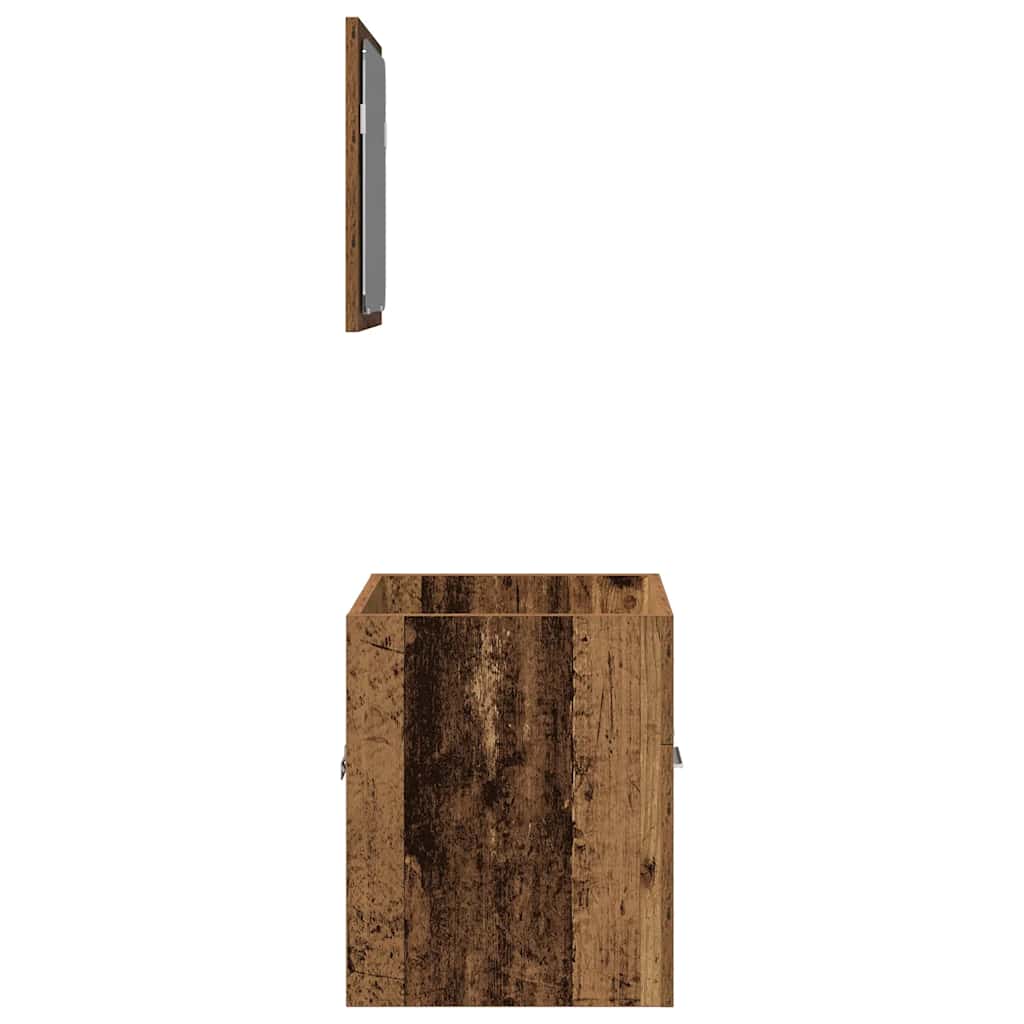2 Piece Bathroom Furniture Set Rustic Wood Look Engineered Wood
