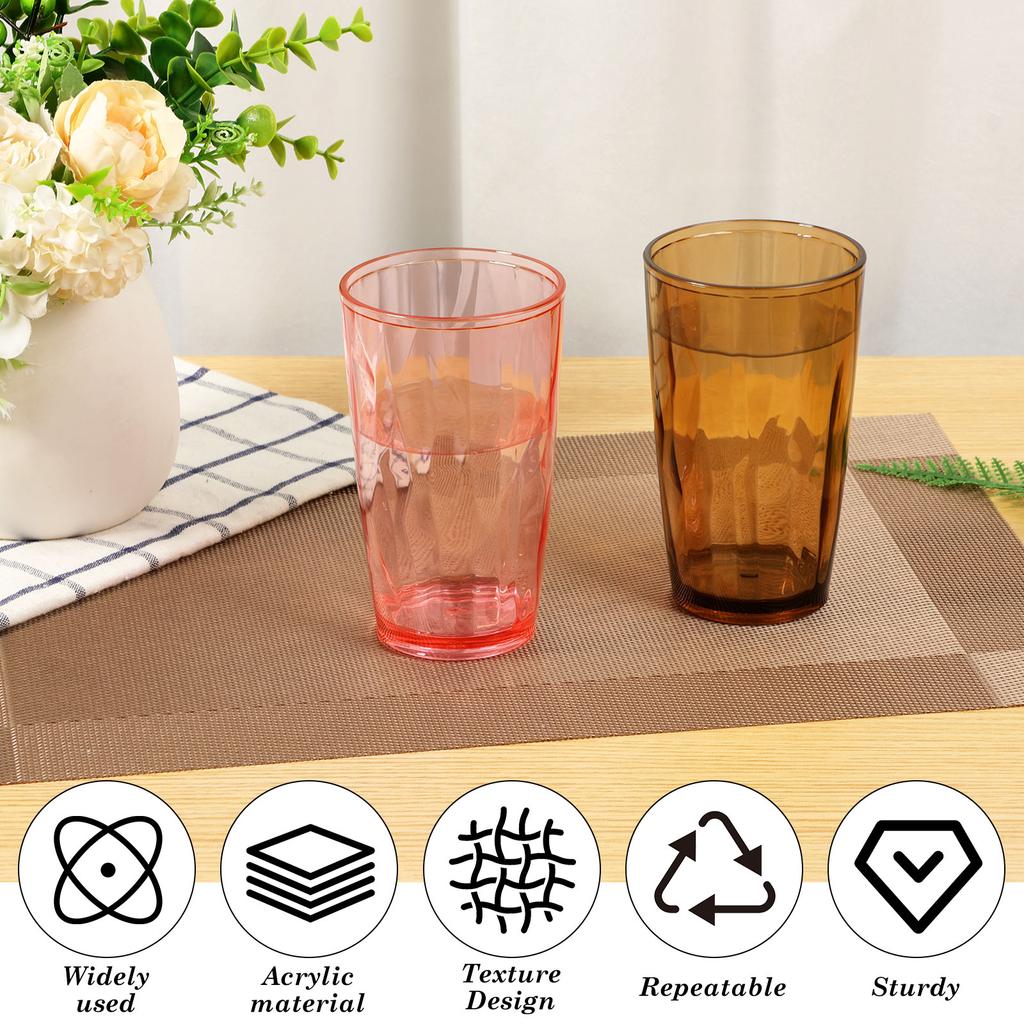 6 Pezzi Bicchiere Indistruttibile 310/490ML Impilabile in Acrilico Tazza per Acqua Riutilizzabile per Succo di Frutta Birra Champagne per Casa