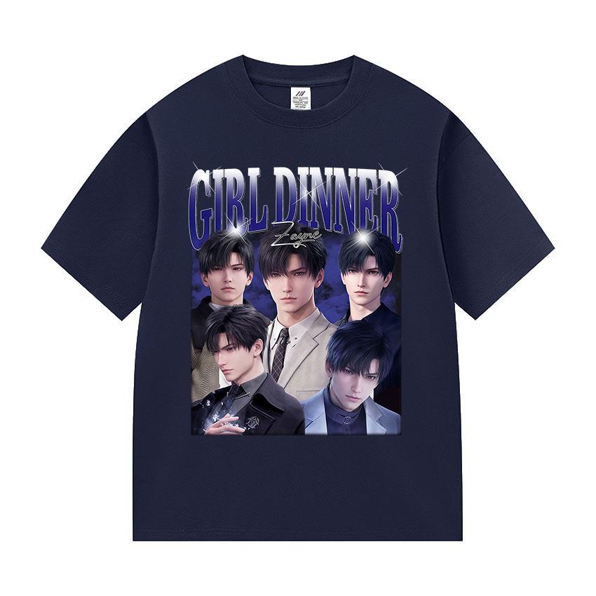 Dívčí večeře Zayne Love a Deepspace Potisk Trička Anime Pánská Dámská Móda O-výstřih Trička Léto Bavlna Krátký Rukáv Tričko