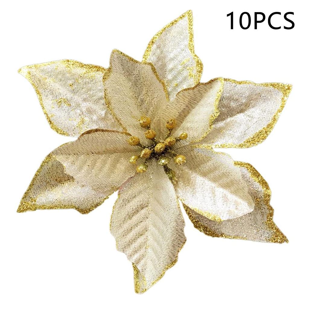 10Pcs Artificial Christmas Flower Xmas Tree Decoration Festival Party Supplies
