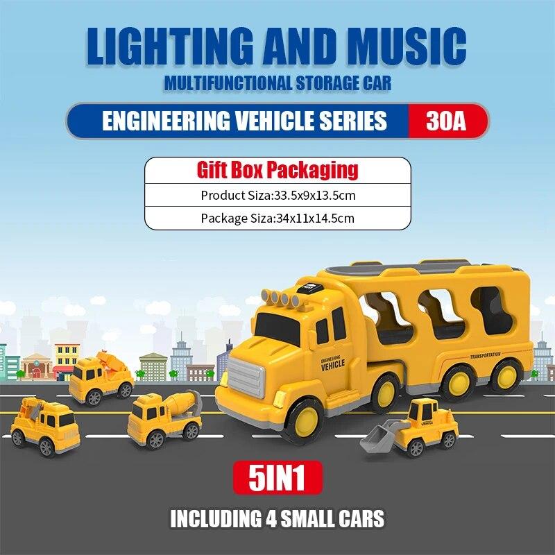

5 шт. детские игрушечные строительные машины транспортная тележка игрушечный грузовик для малышей мальчиков девочек пожарная машина подарок для мальчиков и девочек