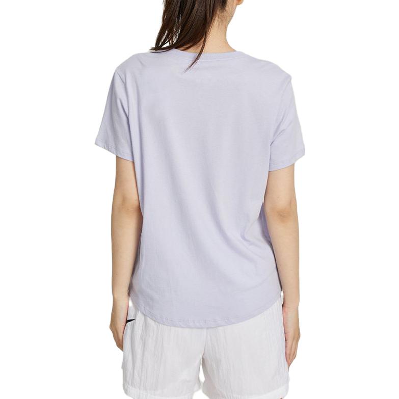 Nike Camiseta Deportiva Casual de Manga Corta con Cuello Redondo y Estampado de Logotipo Americano Vintage para Mujer, Tops Morado DX7907-536