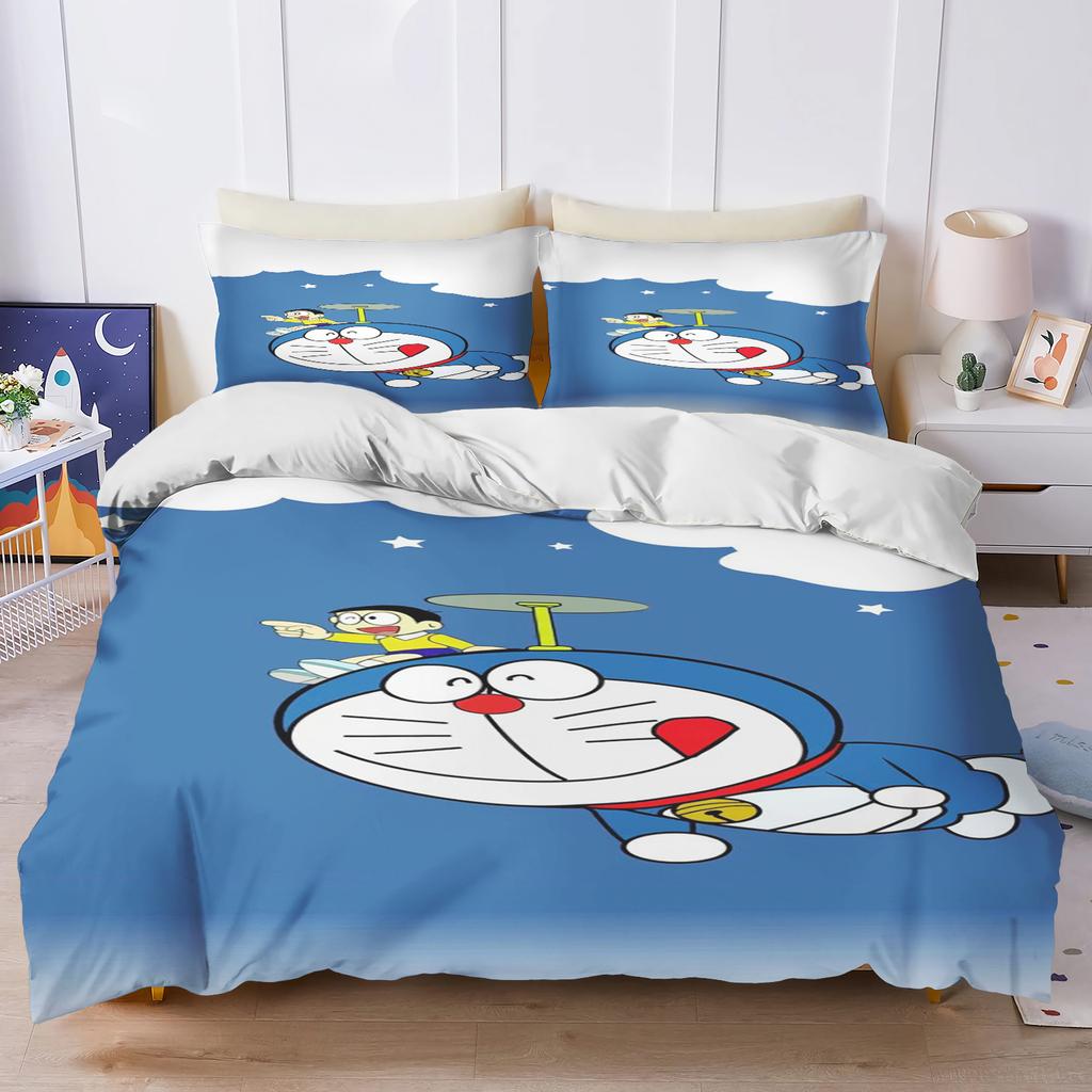 Cartoon Duvet Cover Home Blue Printed Pillowcase Set Adult Bedroom Children Comforter Bedding