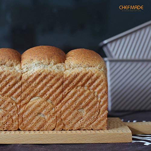 CHEFMADE Bread Pan, High-Heat Conduction Bread Pan with Lid, Ripple-Shaped Bread Bakeware, Non-Stick Bread Case