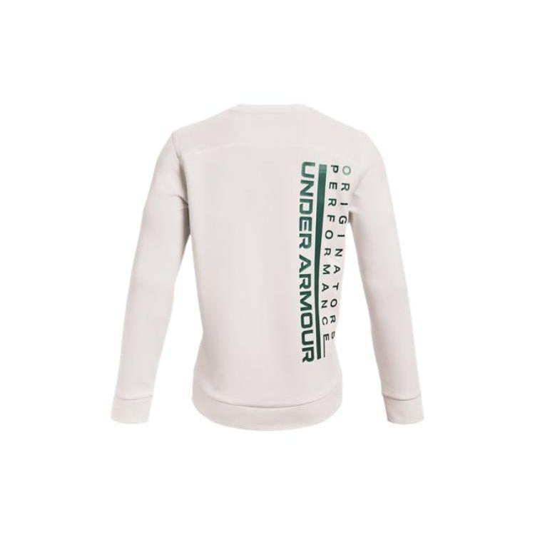 Under Armour Summit Logo Solid Color Crew Neck Long Sleeve Sweatshirt Men sweatshirt White 1361453-113