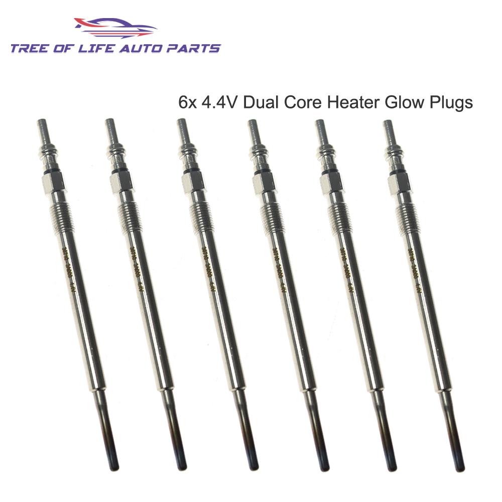 6x 4.4V Dual Core Heater Glow Plugs For Hyundai Veracruz 3.0 V6 CRDi 4WD 2008 2009 2010 2011+ 36710-3A000 010266019