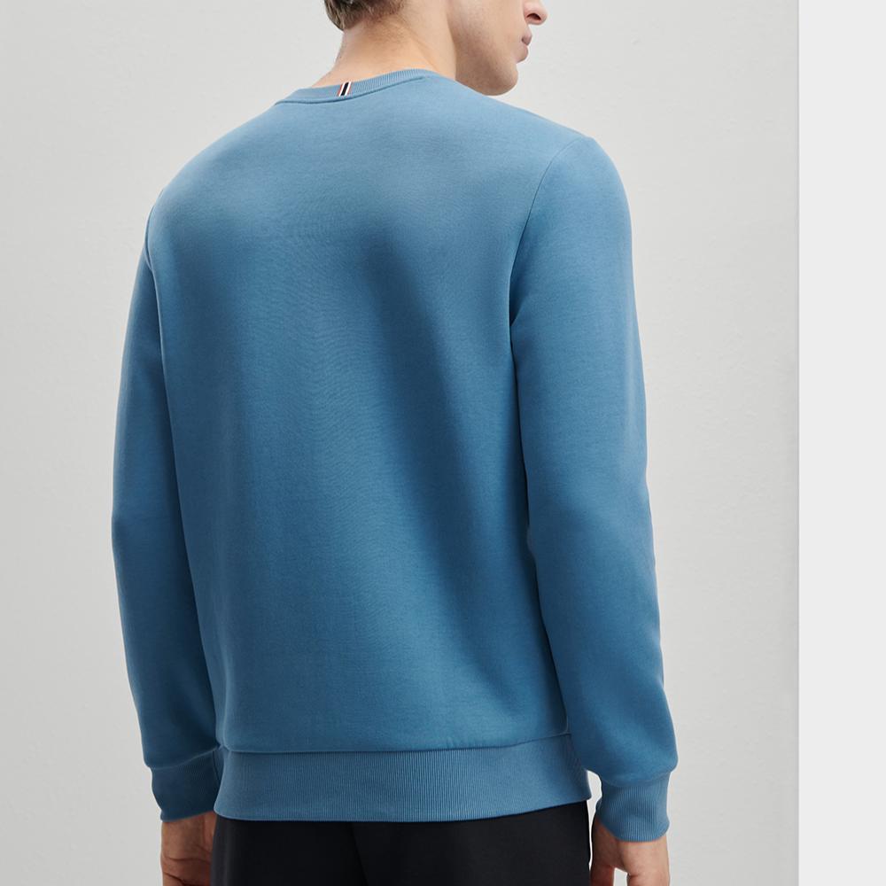 FILA Logo Print Casual Knit Pullover Sweatshirt Men sweatshirt Planet-Blue F11M341213F-BU
