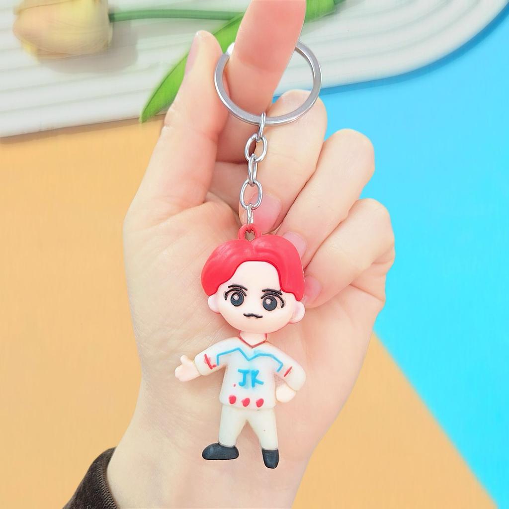 BTS 3D Cartoon Style Keychain, SoftCartoon Figure Charm, Kpop ARMY Fans Collectible Bag Pendant