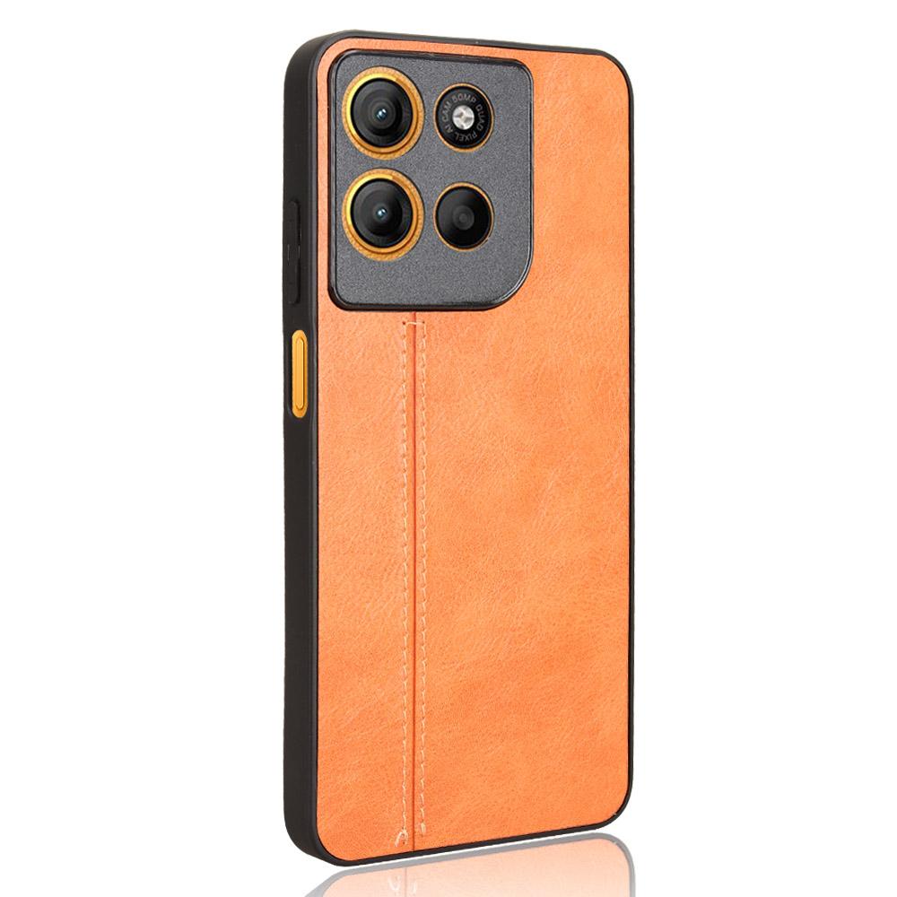 For Motorola Moto G15 Power 4G/G15 4G Case Cowhide Texture Leather+TPU+PC Phone Cover Stitching Line