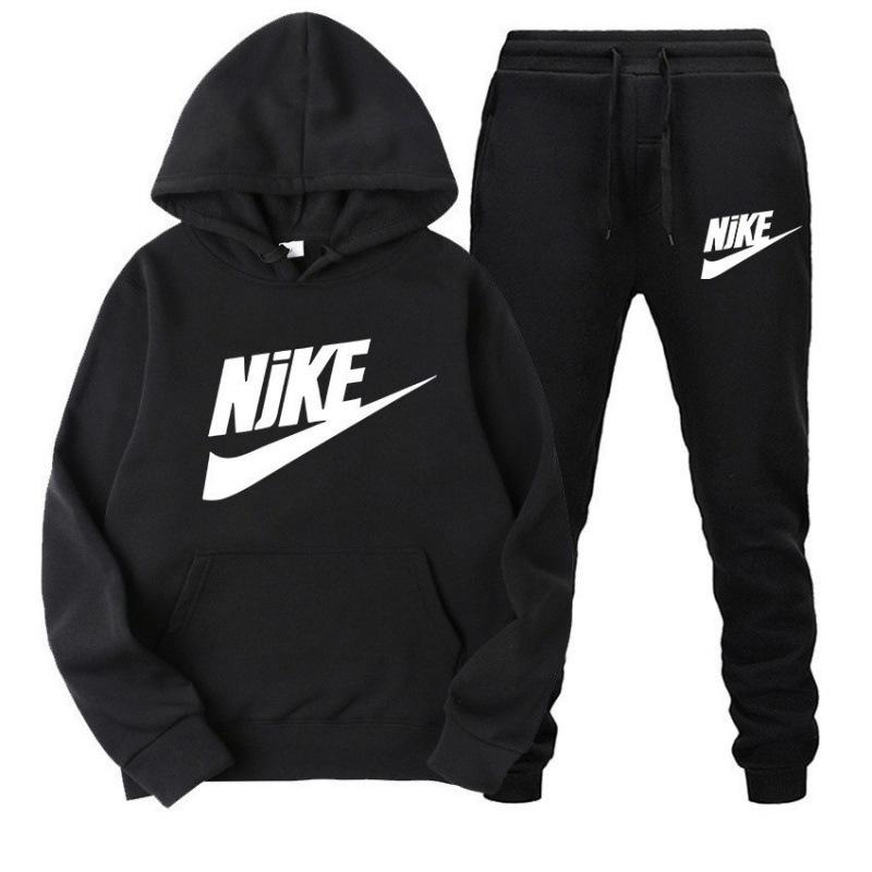 Modny zestaw unisex z nadrukiem: bluza z kapturem i spodnie dresowe