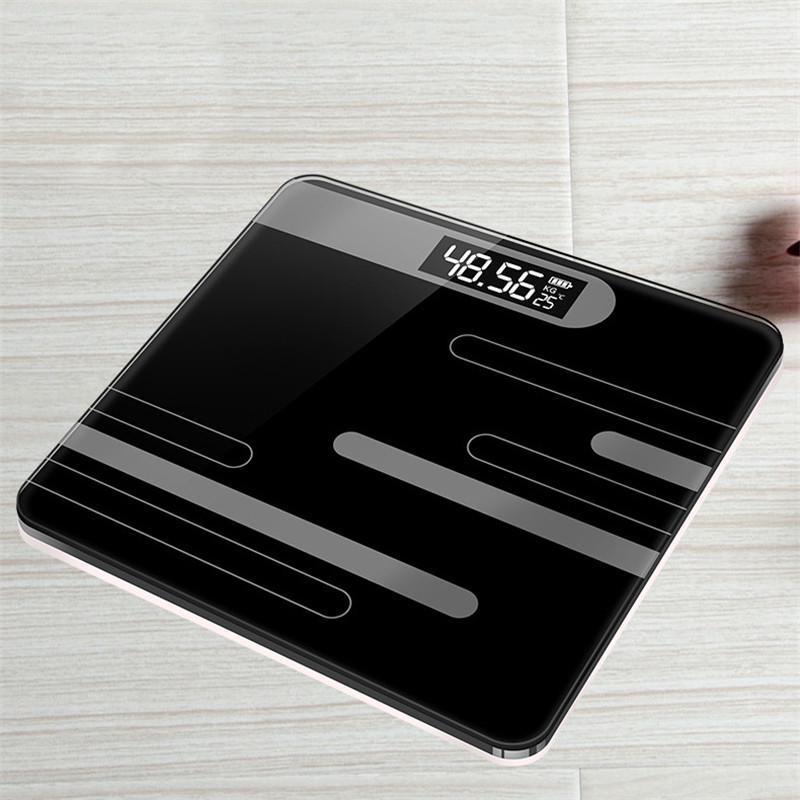 Bathroom Body Floor Scale Glass Smart Electronic Scale USB Charging LCD Monitor Weight Digital Scale
