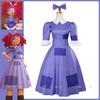 El Increíble Circo Digital Ragatha Disfraz Cosplay Dibujo Animado Atuendo Vestido Corbata de Lazo Cinturón para Halloween Carnaval Disfraz Cos Conjunto Completo