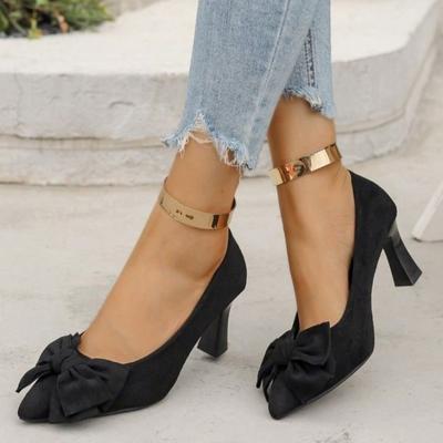 Wildleder Stiletto High Heels Damen Frühling Neu Temperament Spitzschuh Flach Schleife Nicht Müder Fuß Rutschfest High Heels