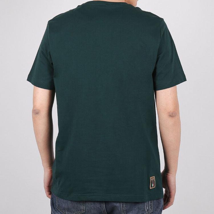 Puma Tricou cu mânecă scurtă, cu imprimeu mare, respirabil, cu decolteu rotund, pentru bărbați, verde, 757504-18