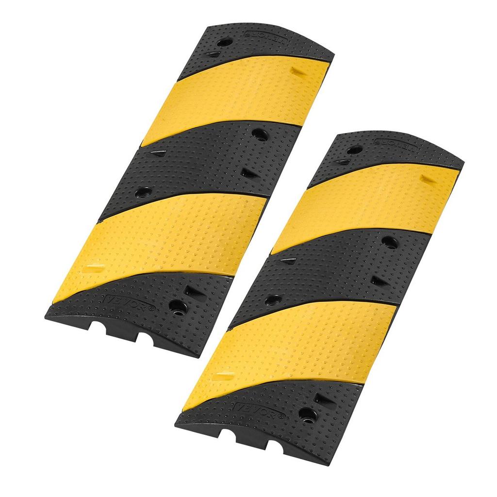 1000MM Rubber Speed Bump, 2 Pack, 2 Channel Heavy Duty Traffic Speed Hump, 9,979 kg/Axle Load Capacity, Cable Protector Ramp with Expansion Screws,