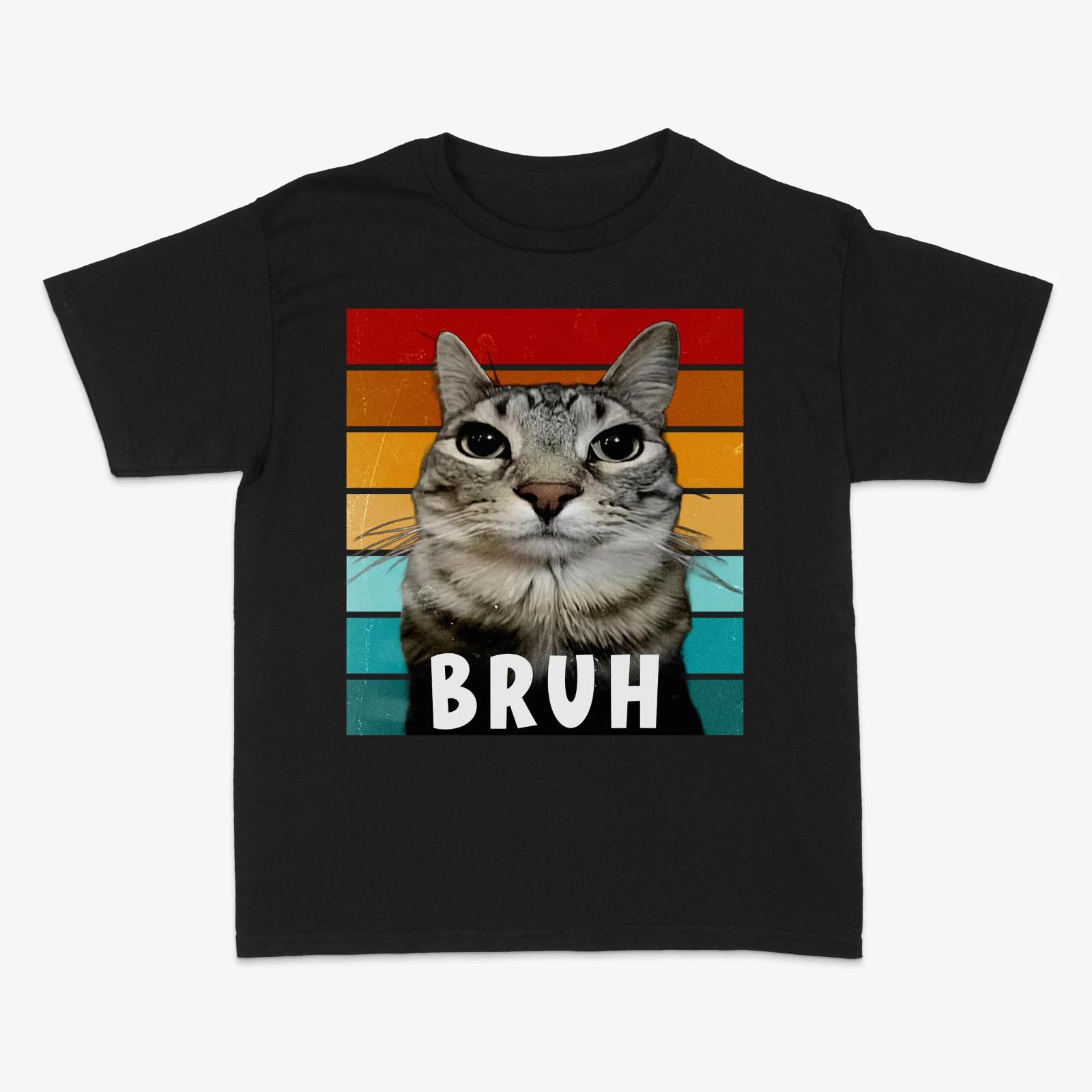 Funny Meme Bruh Cat T-shirt, Gift For Cat Lover, Bruh Face Cat Shirt XL