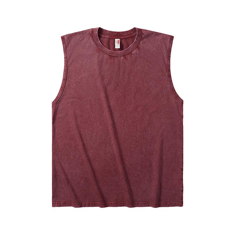 Men's Washed Cotton Sleeveless T-Shirt Crew Neck Loose Fit Workout Tank Top