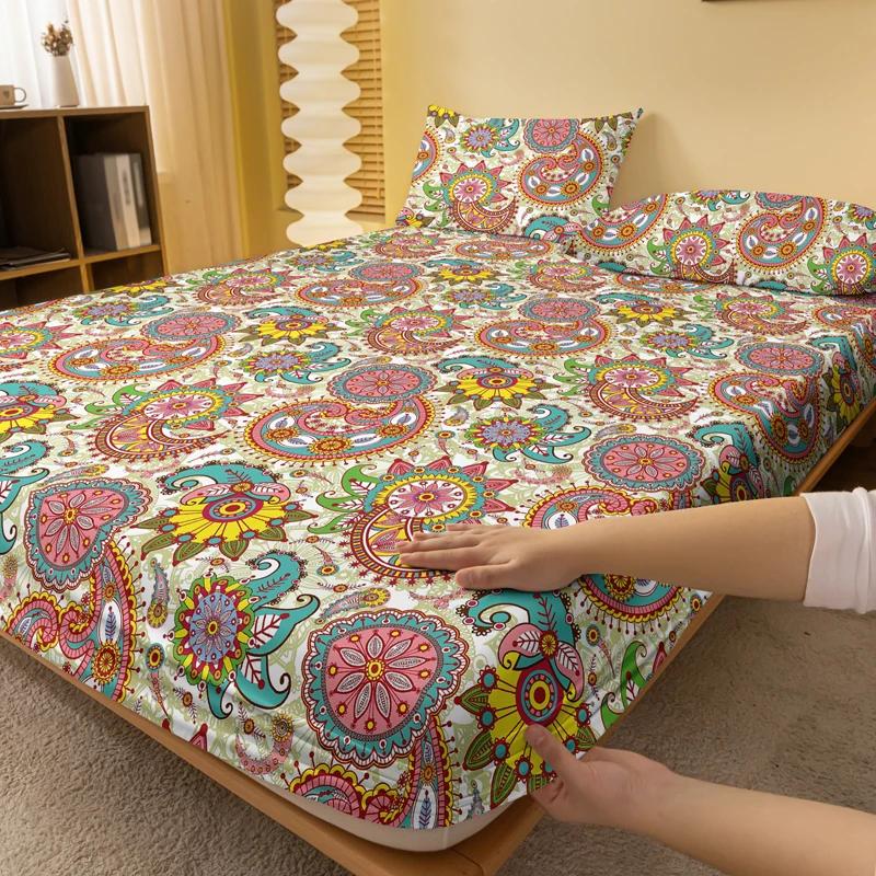 Bohemian 1 Patterned Frosted Bedsheet, Bedroom Printed Bedspread, Bedding Excluding Pillowcases