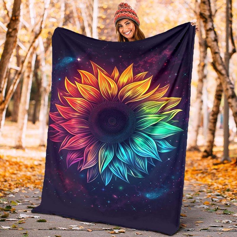 1pc Sunflower Printing Lightweight Flannel Blanket, Comfortable and Warm Blanket, for Camping Sofa Bed and Couch Office, Suitable for Gift Bl