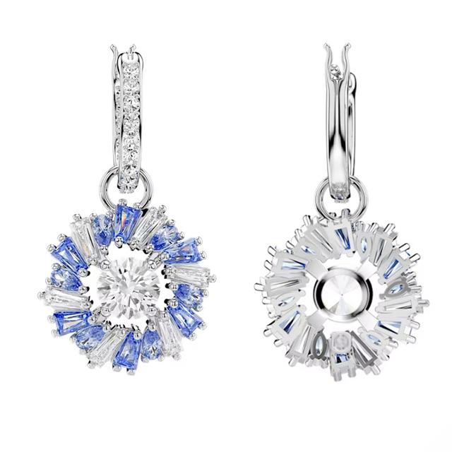 

2024 новые модные серьги с синими кристаллами и цветами, романтические серьги с синими бриллиантами и цветком, идеально подходящие для подарков на День святого Валентина